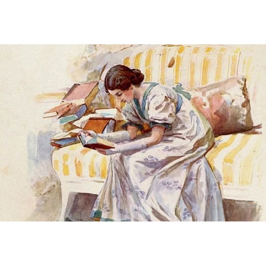 "Татьяна читает книги" Елена Самокиш-Судковская (1863-1924)