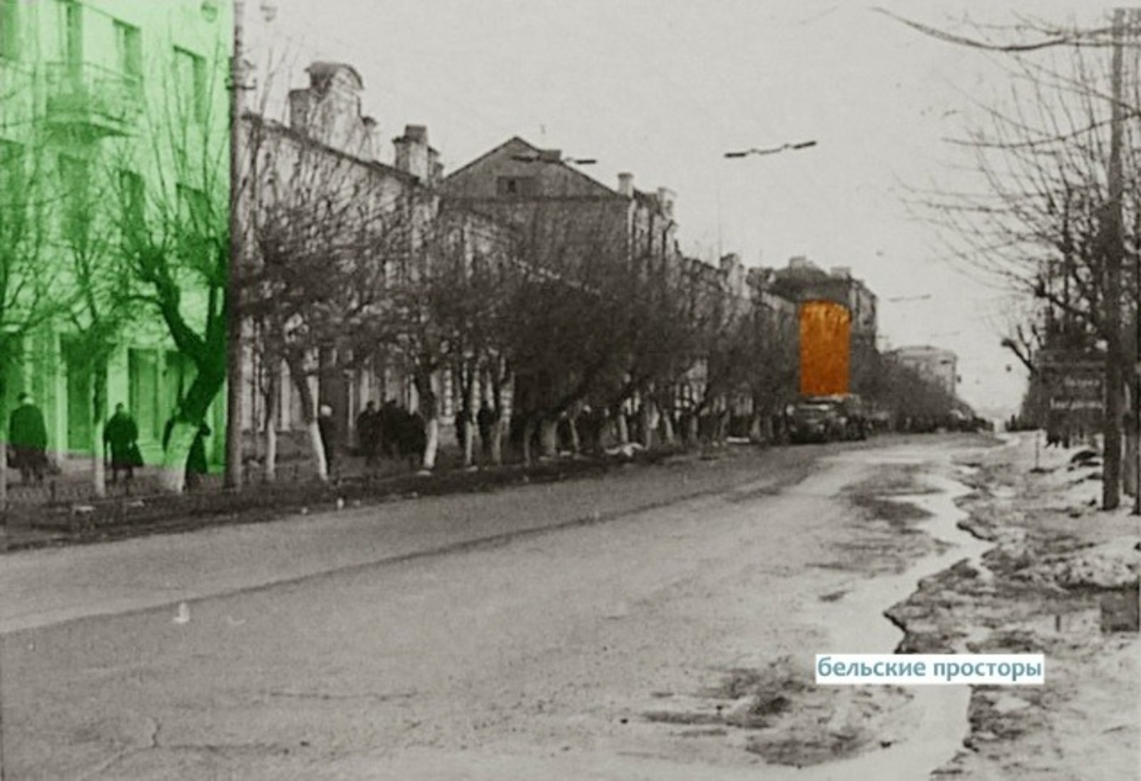 Зелёным - дом Довлатова, красноватым - Дом офицеров.