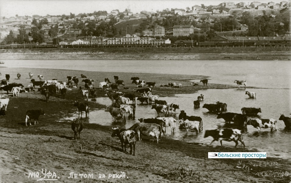 Вид на станцию «Уфа», железнодорожный вокзал и Лагерную гору из-за Белой